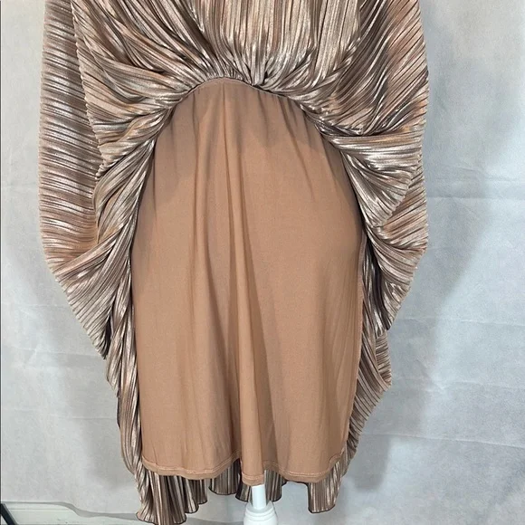 Gold and Brown Embellished A-Line Cocktail Dress - Picture 9 of 10